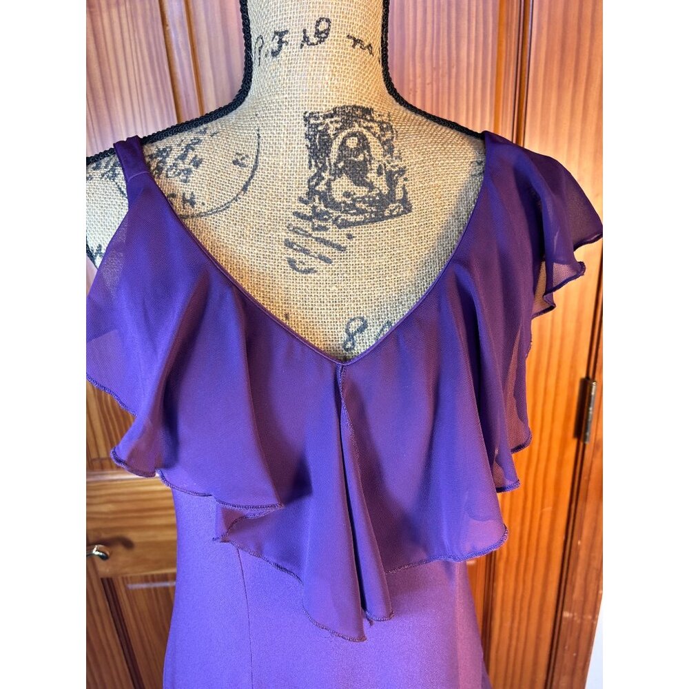Y2K Asymmetrical Dress Size 8 Purple Layered Ruffles Fairy Core Ballet Core - Picture 5 of 8